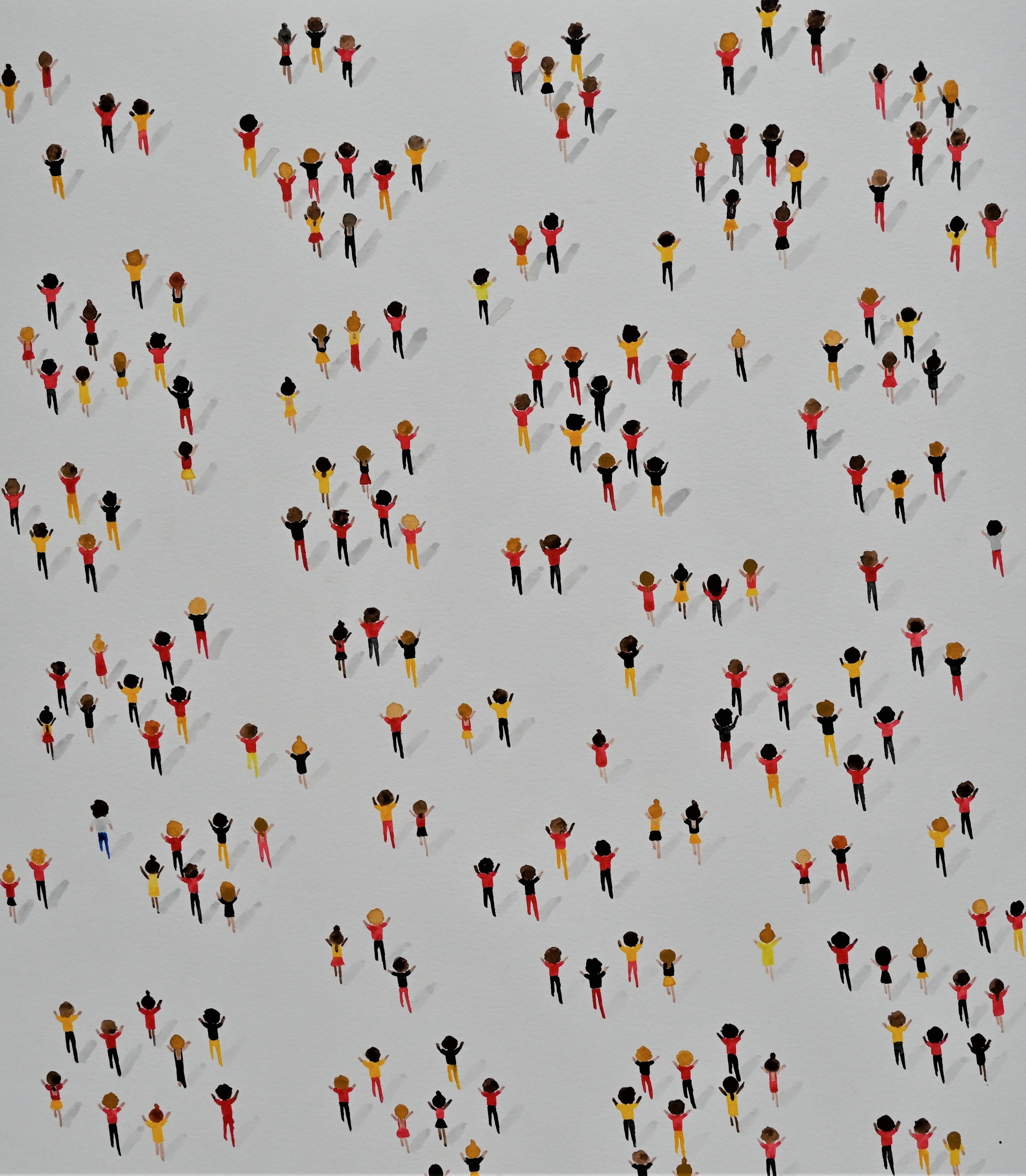 Kleurrijk kunstwerk aquarel abstract WK Rode Duivels