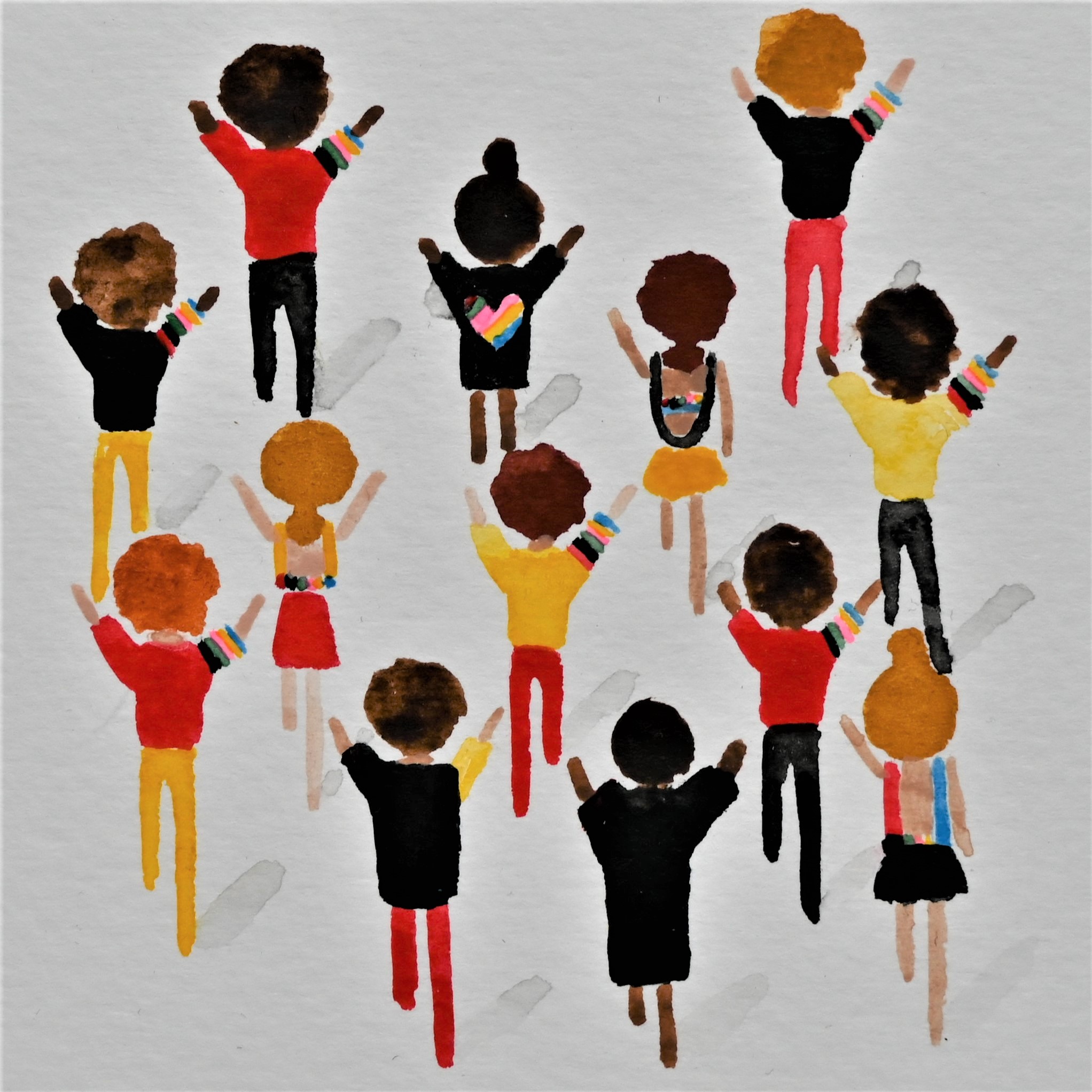 Kunstwerk Aquarel tekening supporters Rode Duivels EK