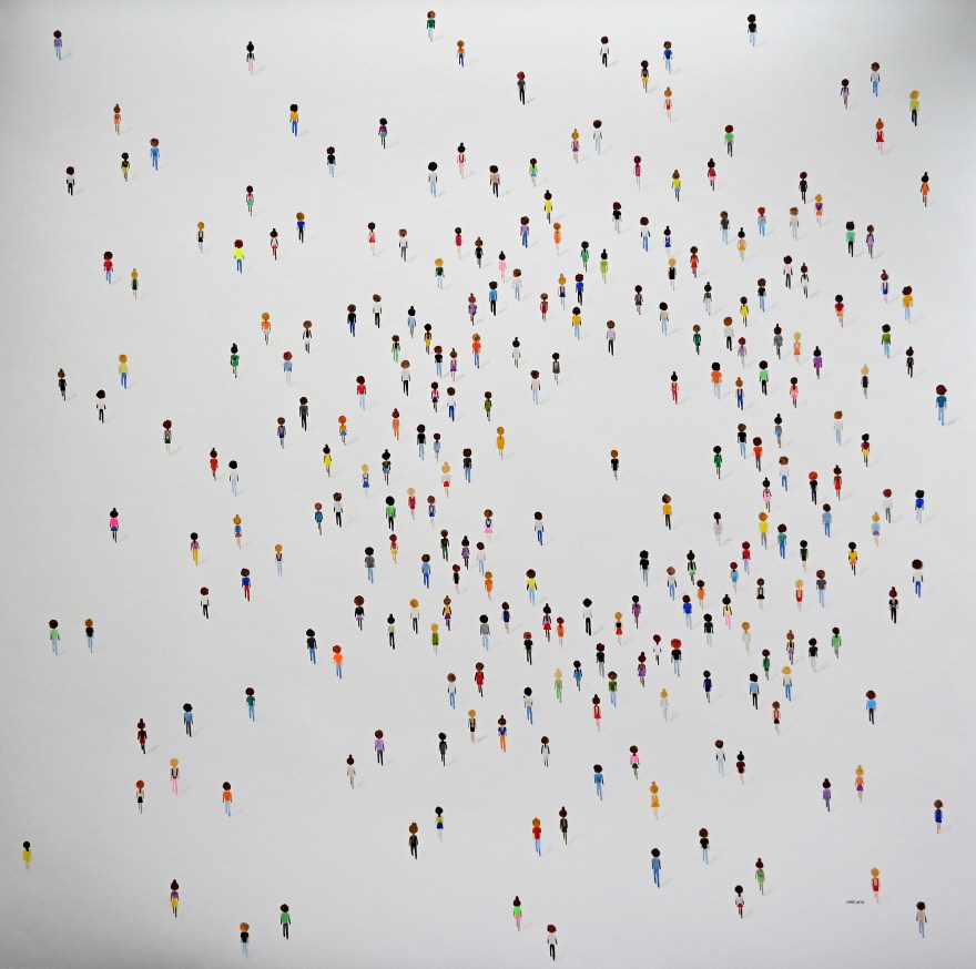 Groot kleurrijk kunstwerk aquarel abstract mensen