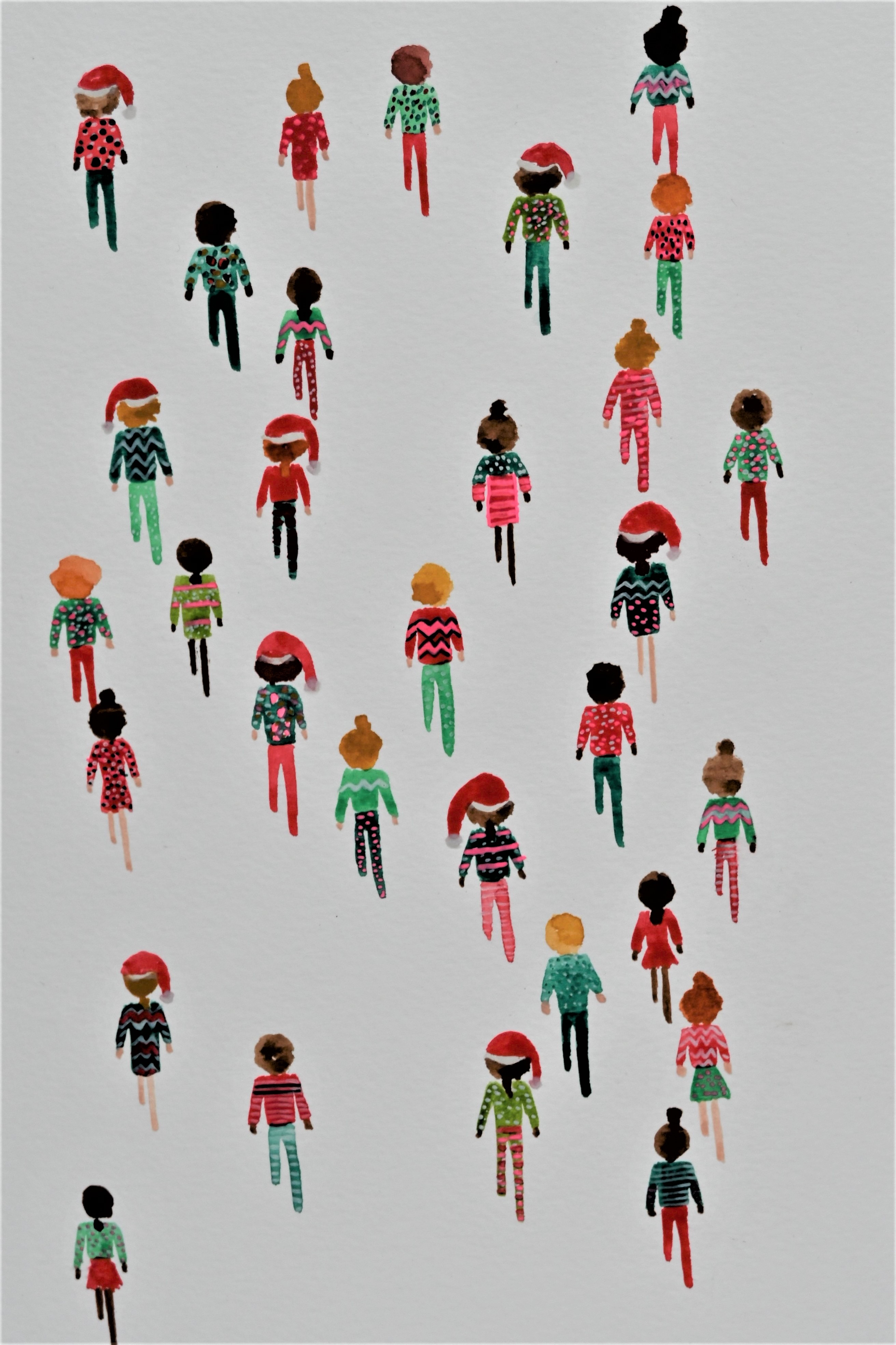 Kleurrijk kunstwerk Aquarel tekening Kerstmis