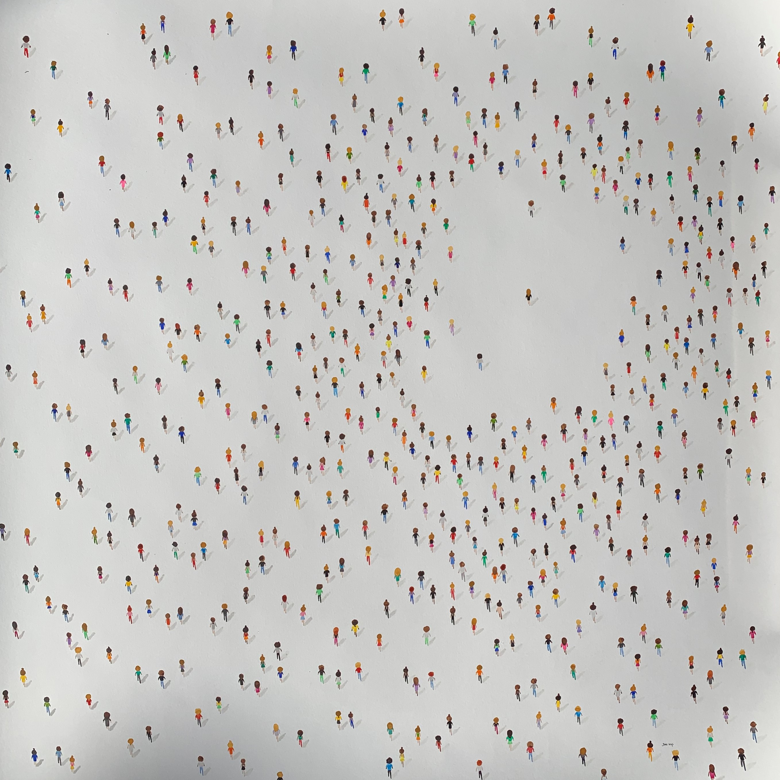 Groot kleurrijk kunstwerk aquarel abstract mensen