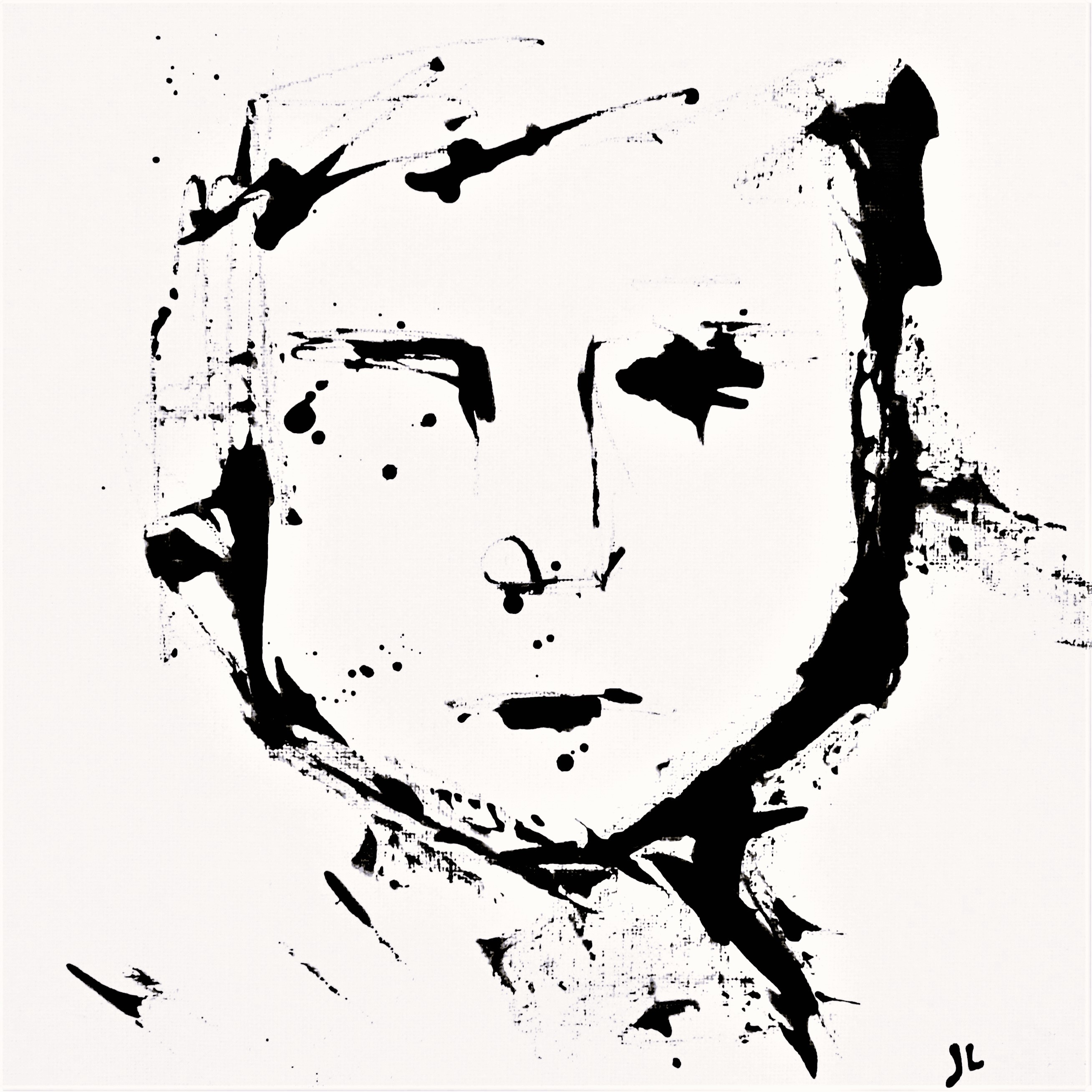 Abstract artwork acrylic face black and white