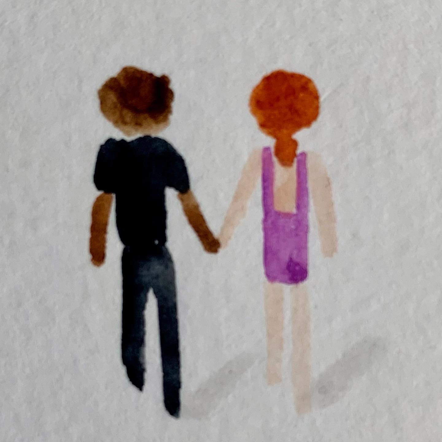 Groot kleurrijk kunstwerk aquarel abstract mensen