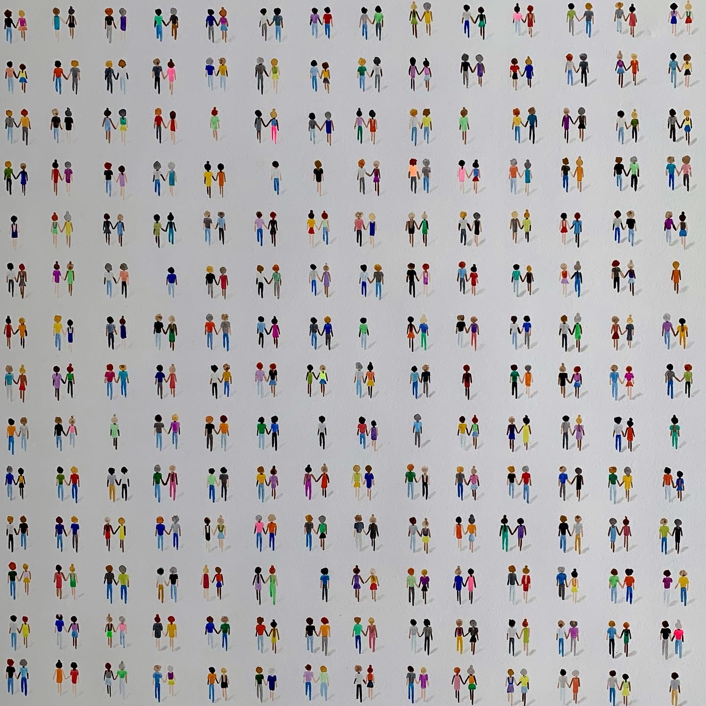 Groot kleurrijk kunstwerk aquarel abstract mensen