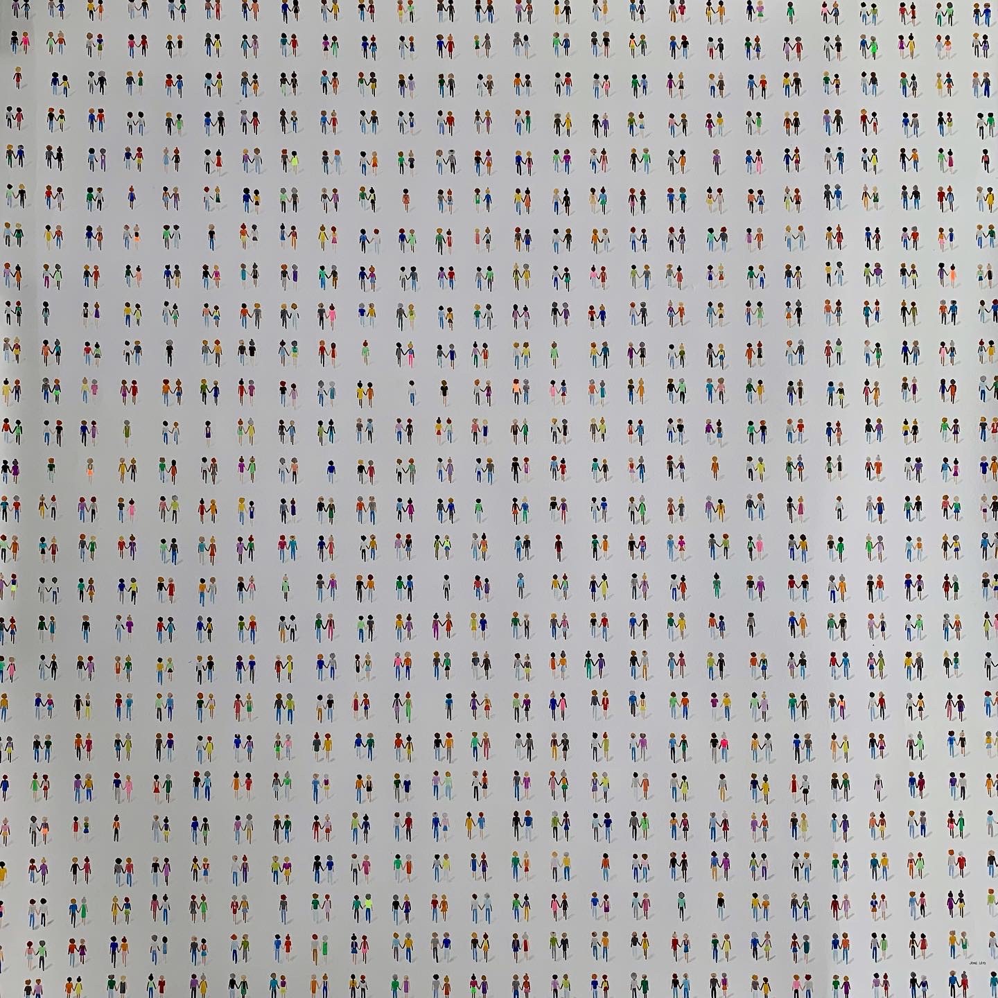 Groot kleurrijk kunstwerk aquarel abstract mensen