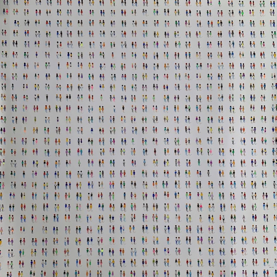 Groot kleurrijk kunstwerk aquarel abstract mensen